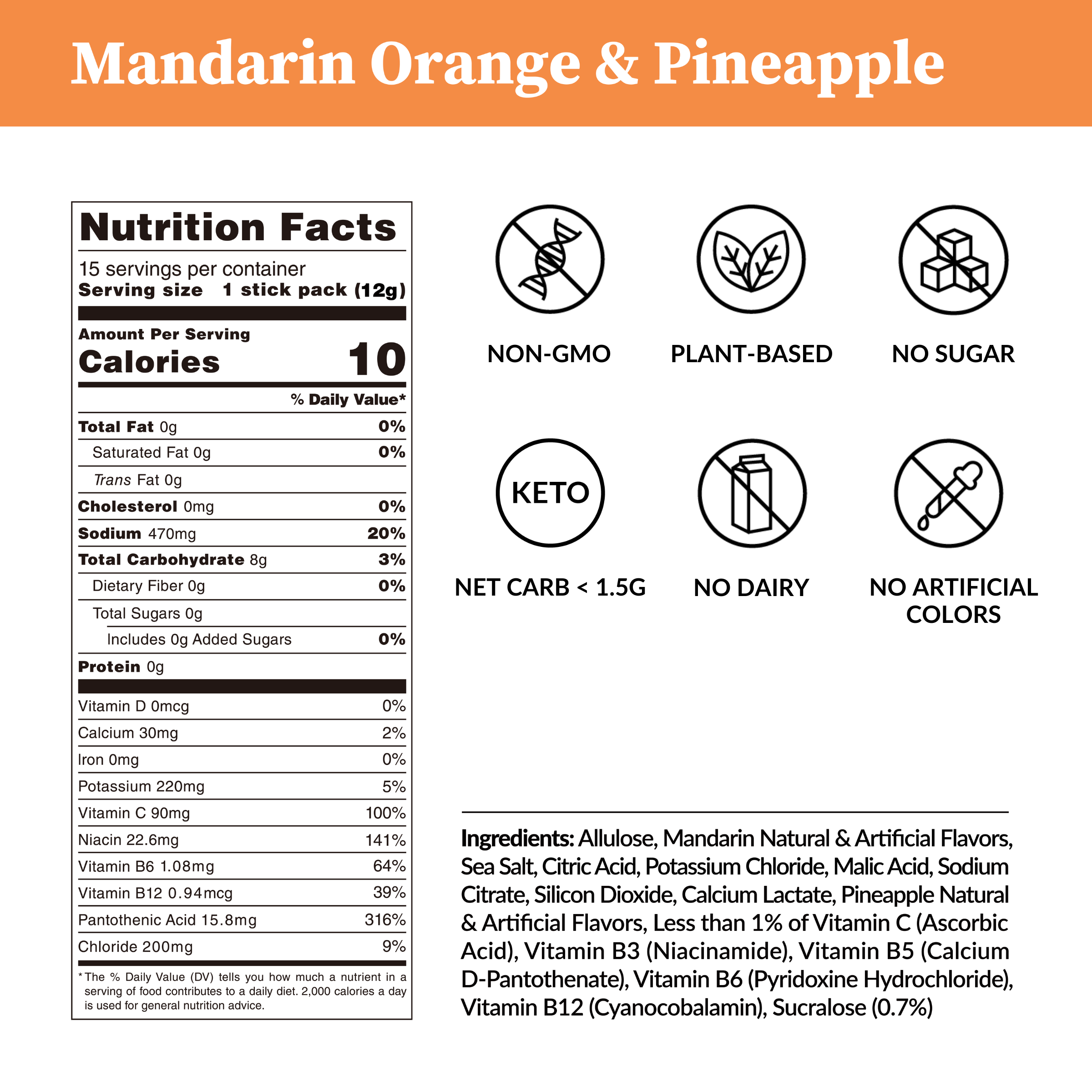 Mandarin Orange & Pineapple Electrolytes - Zero Sugar